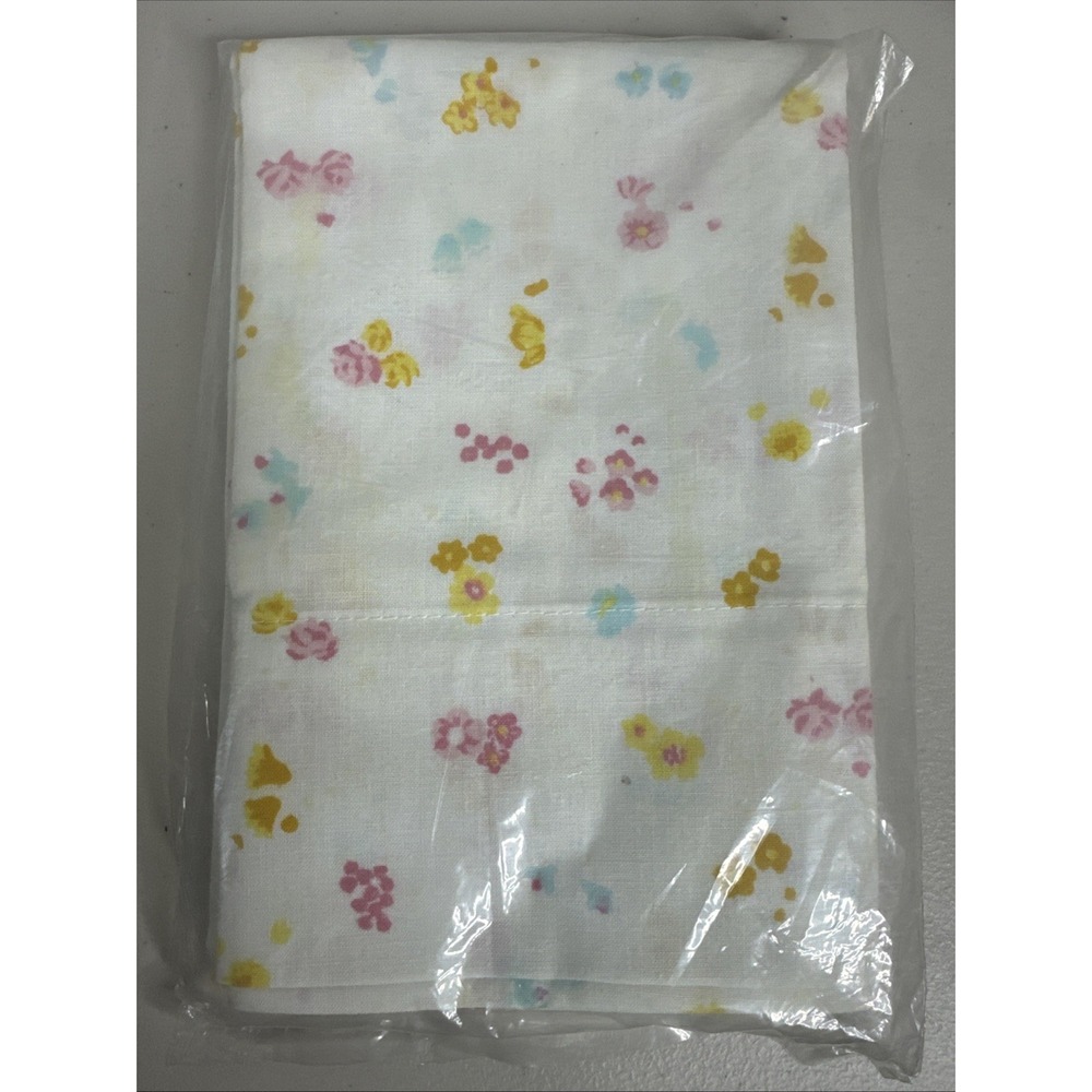 Vintage Royale Standard Pillow Cases Floral Dark Yellow Blue Pink Made In USA